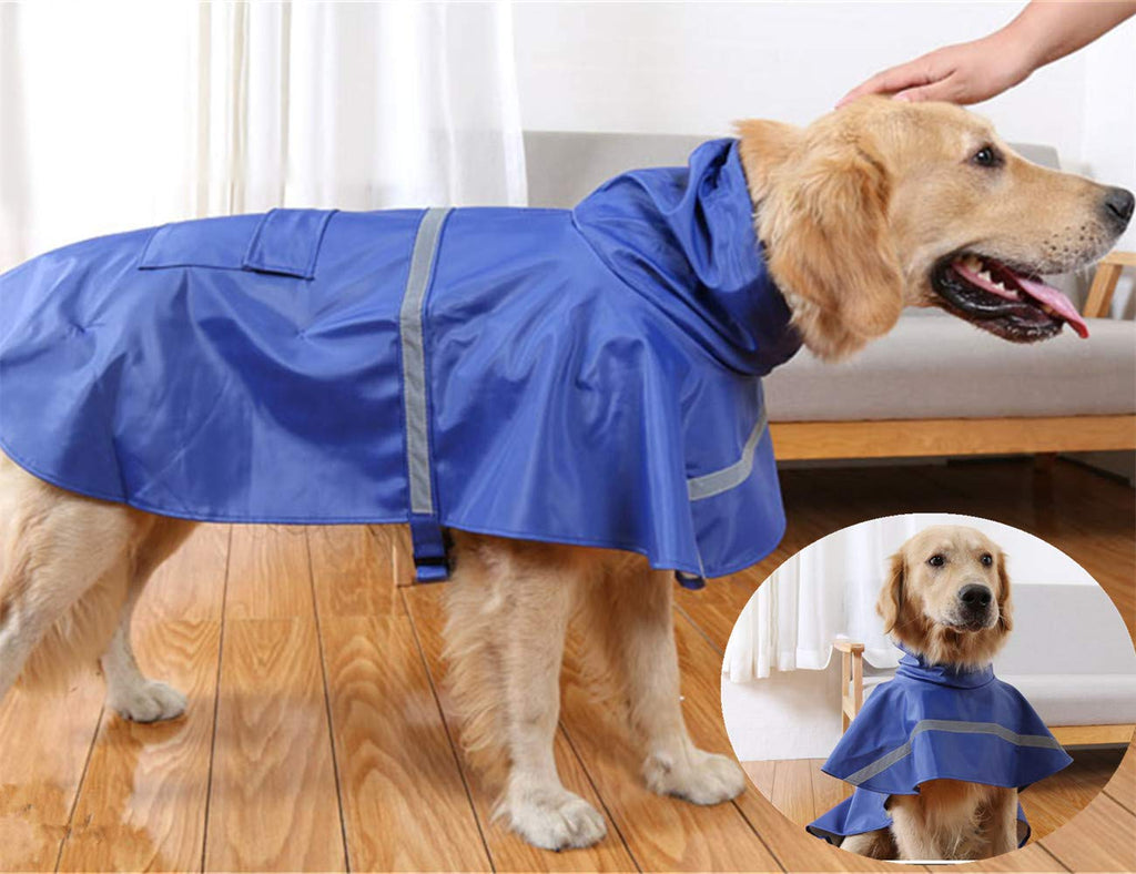 [Australia] - JWPC Dog Raincoat Reflective Waterproof Lightweight Adjustable Dog Rain Jacket with Hood for Small Medium Large Dogss,Blue M Blue 