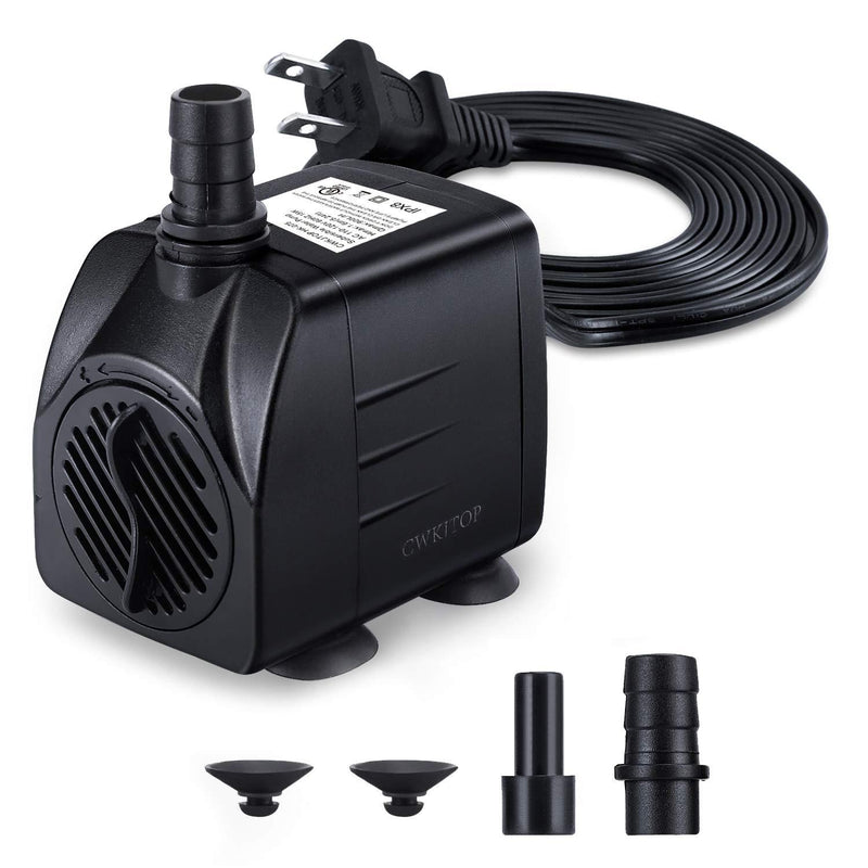 CWKJ Fountain Pump, 220GPH(15W 900L/H) Submersible Water Pump, Durable Outdoor Fountain Water Pump with 7.2ft（2.2m） Power Cord, 3 Nozzles for Aquarium, Pond, Fish Tank, Water Pump Hydroponics - PawsPlanet Australia