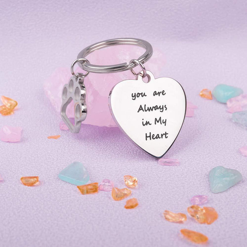 [Australia] - Pet Dog Memorial Gift Keychain for Remembrance Loss of Cats You are Always in My Heart Sympathy Gift  Owner Puppy DIY Engraved Key Ring Jewelry 