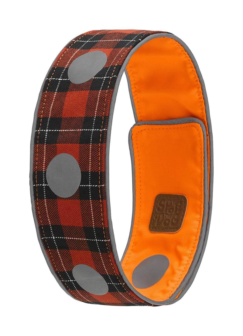 [Australia] - SPOT THE DOG! 2 Color Reversible Dog Collar, Orange and Red Plaid, Reversible Protective Collar, Sizes XS-XXL S 10"-14.5" 