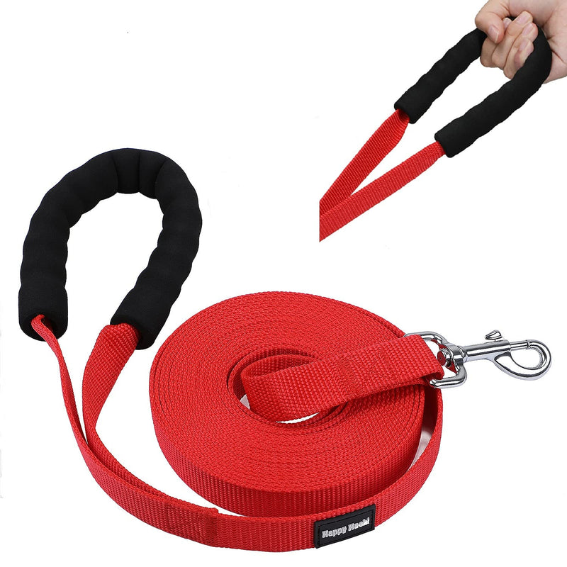 HAPPY HACHI Dog Training Lead with Padded Handle Strong Long Rope Nylon Webbing Recall Obedience Line Leash for Pet (16m/52ft, Red) 16m/52ft - PawsPlanet Australia