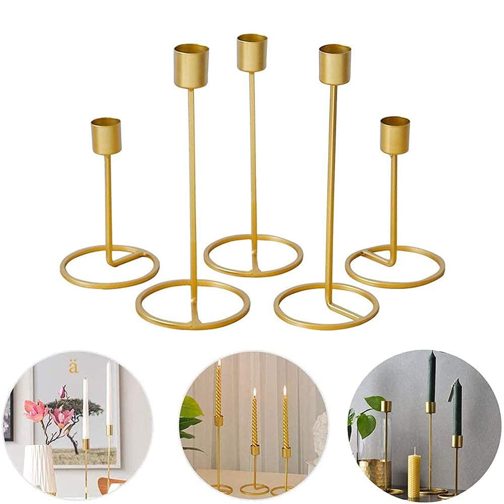 Baffect Set of 5 Gold Candle Holder for Taper Table, Decorative Candlestick Holders for Wedding, Party Dinner Feast Decor Fits 0.98 inch Thick Candle(Metal Candle Stand) - PawsPlanet Australia