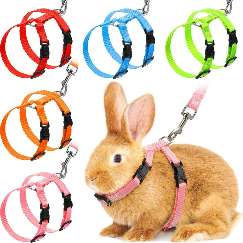 5 Pieces Adjustable Rabbit Harness Leash Bunny Harness Leash, Harness Leash for Pet Safety Walk Running Jogging, Pet Harness Leash for Bunny Cat Puppy Kitten Ferret and Other Small Pet Animals - PawsPlanet Australia