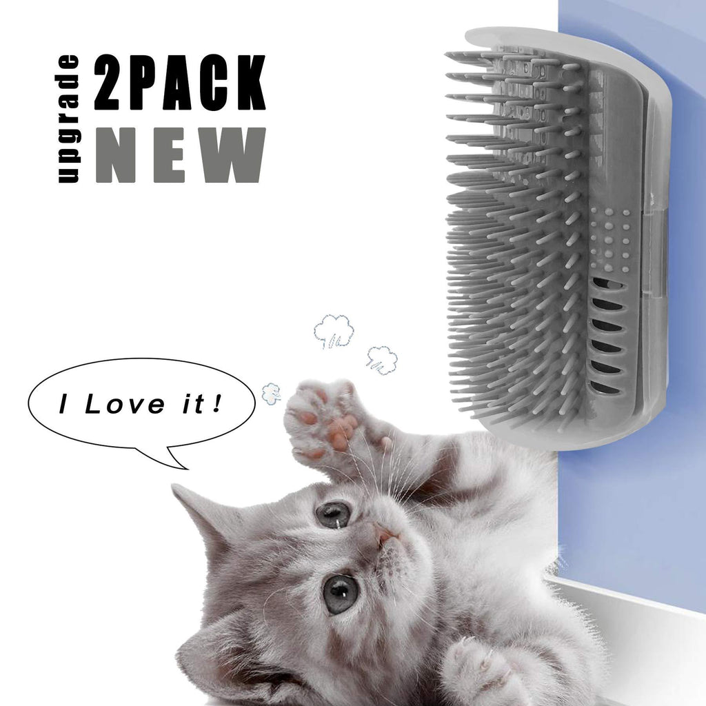 [Australia] - Cat Self Groomer, 2 Pack Cat Self Groomer Brush, Cat Face Scratcher, Cat Self Groomer Wall Corner, Cat Corner Groomer, Corner Cat Groomer, Cat Self Grooming Wall Massage Brush, Best Gift for Pet Grey 