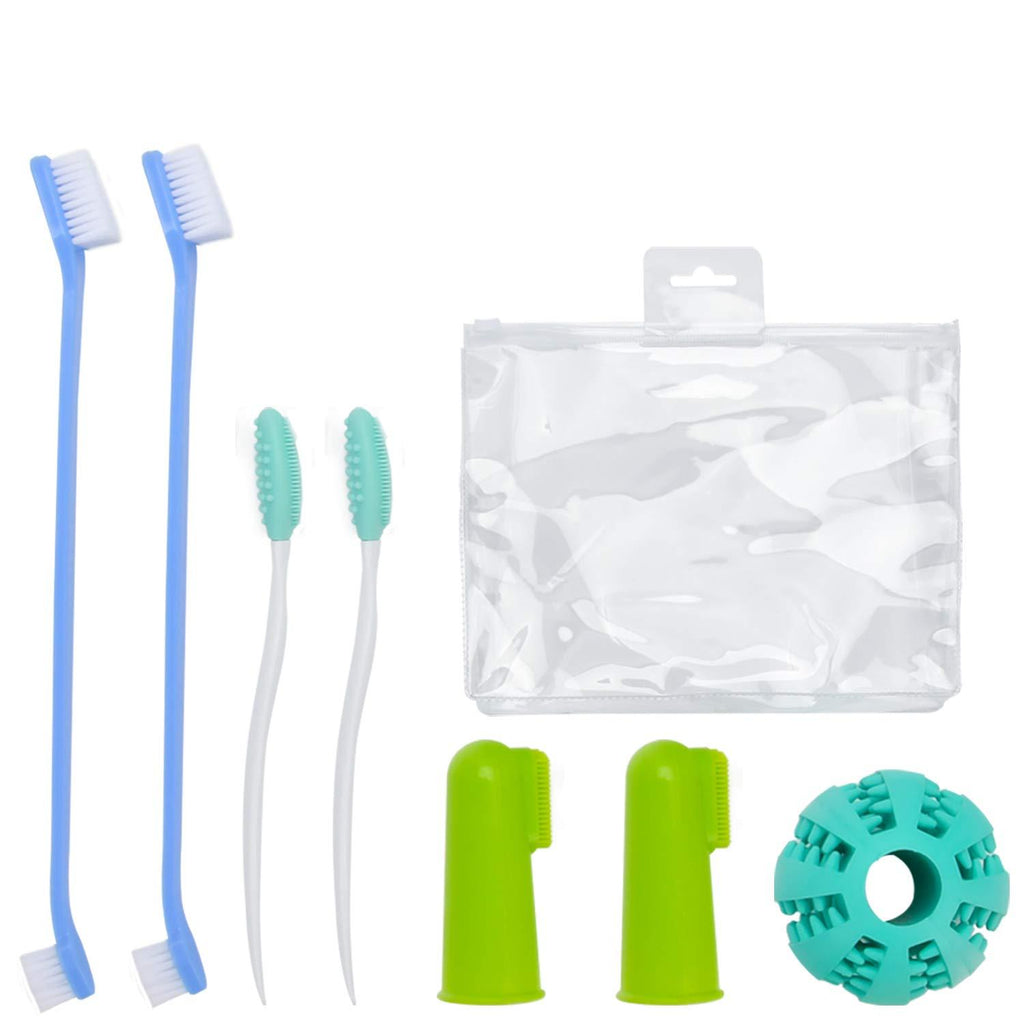 Dog&Cat Toothbrush Kit, Pet Oral Cleaning Kit, Pets Contains Soft Bristle Toothbrush, Silicone Toothbrush, Finger Toothbrush, Dog Chewing Ball, Small to Large Cats/Dogs Dental Care - PawsPlanet Australia