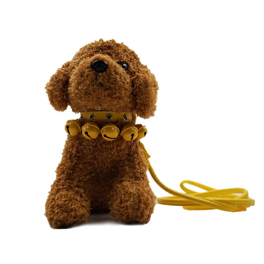 [Australia] - 7 Angry Ants Cute Collar Bell for Cats Small Dogs Young Dogs Rabbit Neck Leather Collar Leash with 30CM (11.8") Leash Yellow 