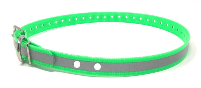 [Australia] - Sparky Pet Co 2 Hole 1.25" Dog Water Proof High-Flex 3/4 Reflective Roller Buckle Replacement Strap GREEN 