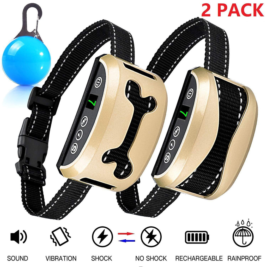 [Australia] - Awaiymi Bark Collar 2 Pack Upgraded 7 Sensitivity Rechargeable Dog Barking Collar Beep/Vibration/Safe Shock Or No/Anti Bark Reflective Collar for Small Medium Large Dogs 