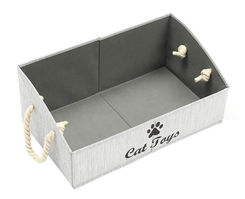 Morezi Canvas Pet Toy and Accessory Storage Bin, Basket Chest Organizer - Perfect for Organizing Pet Toys, Blankets, Leashes and Food 0605 Cat Grey - PawsPlanet Australia