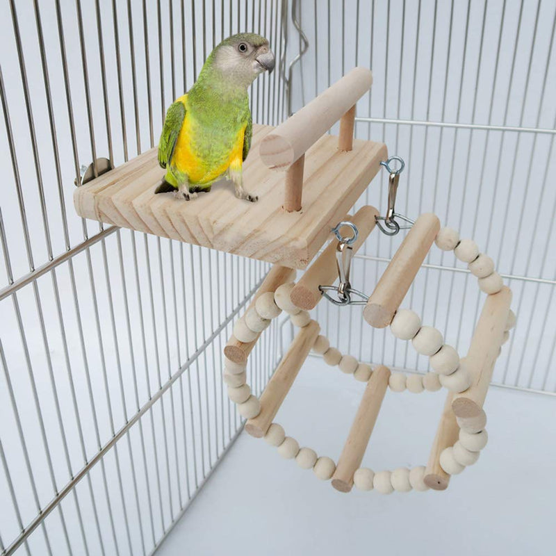 [Australia] - Bird Perches Cage Toys，Small Animals Nest Wooden Hanging Toy，Parrot Play Gym Stands with Acrylic Wood Swing,Rattan Ball,Ferris Wheel，Pet Training Playstand for Cockatiels/Conures/Hamster/Rat/Squirrel Ferris Wheel 