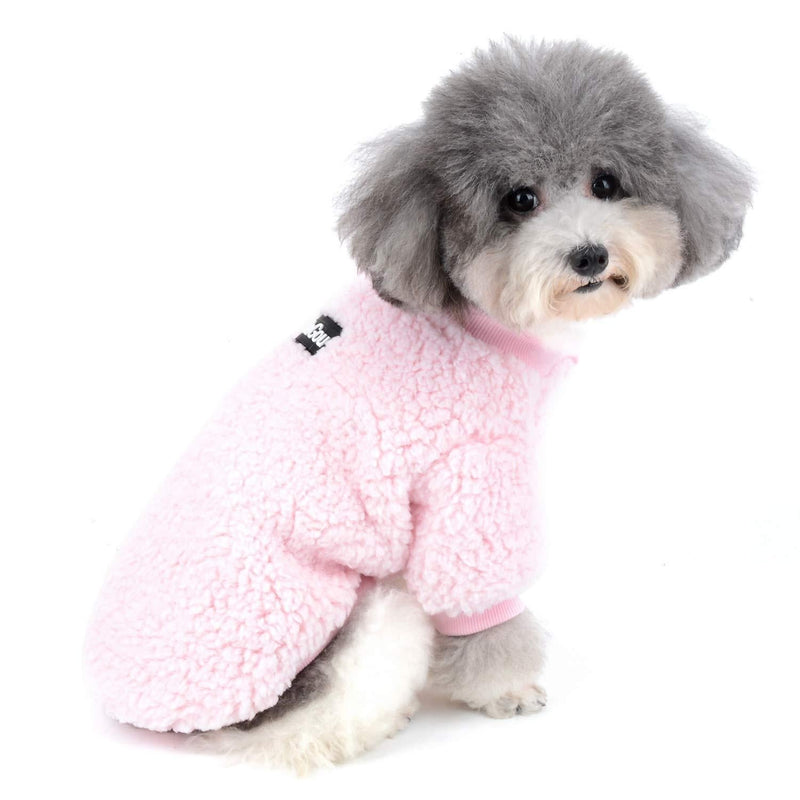 [Australia] - Zunea Small Dog Sweater Coat Winter Fleece Puppy Clothes Warm Chihuahua Jacket Jumper Clothing Fall Pet Cat Doggy Boy Girl Shirt Apparel for Cold Weather (Pls Check The Size Detail of Chest and Back) L (Back: 11.5", Chest: 16.5") baby pink 