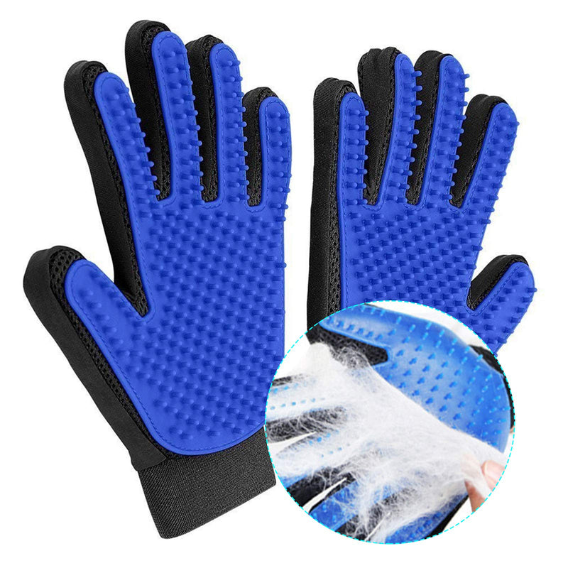 weiyun [Upgrade Version] Pet Grooming Glove Hair Remover Brush Gentle Deshedding Efficient Pet Mitt Pet Massage Gloves Left & Right Hand Draw Dogs Cats Horses Long Short Brush 1Pair (Blue) - PawsPlanet Australia