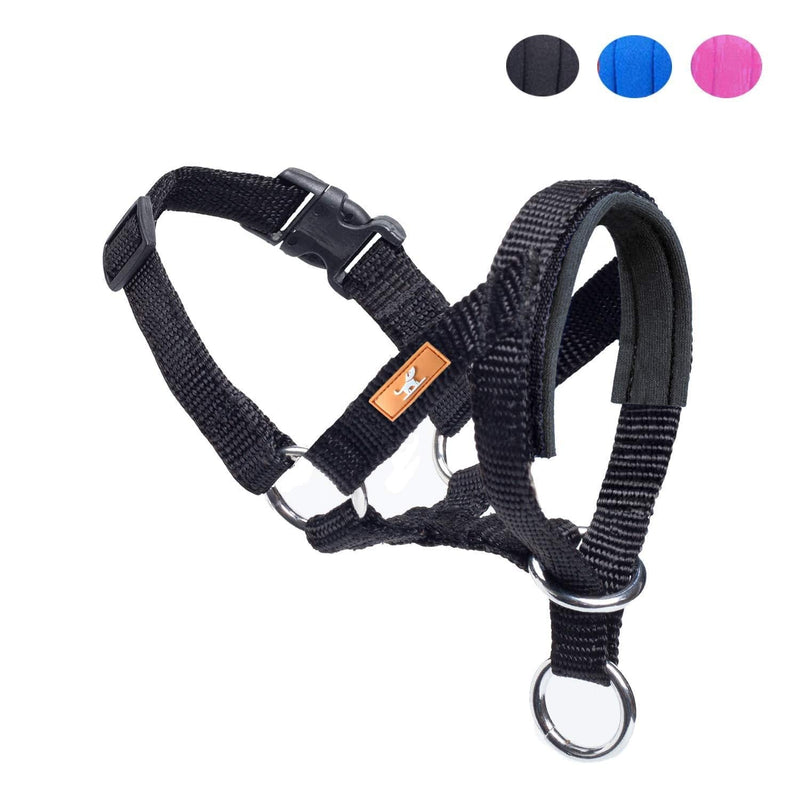 [Australia] - wintchuk Dog Head Collar with Padded Fabric, Head Harness Stops Dog Pulling, Head Leash L Black 