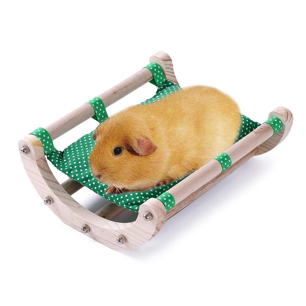 JanYoo Guinea Pig Bed Hedgehog House Pad Bed Toy Cage Accessories Wooden Detachable Frame Dark Green - PawsPlanet Australia