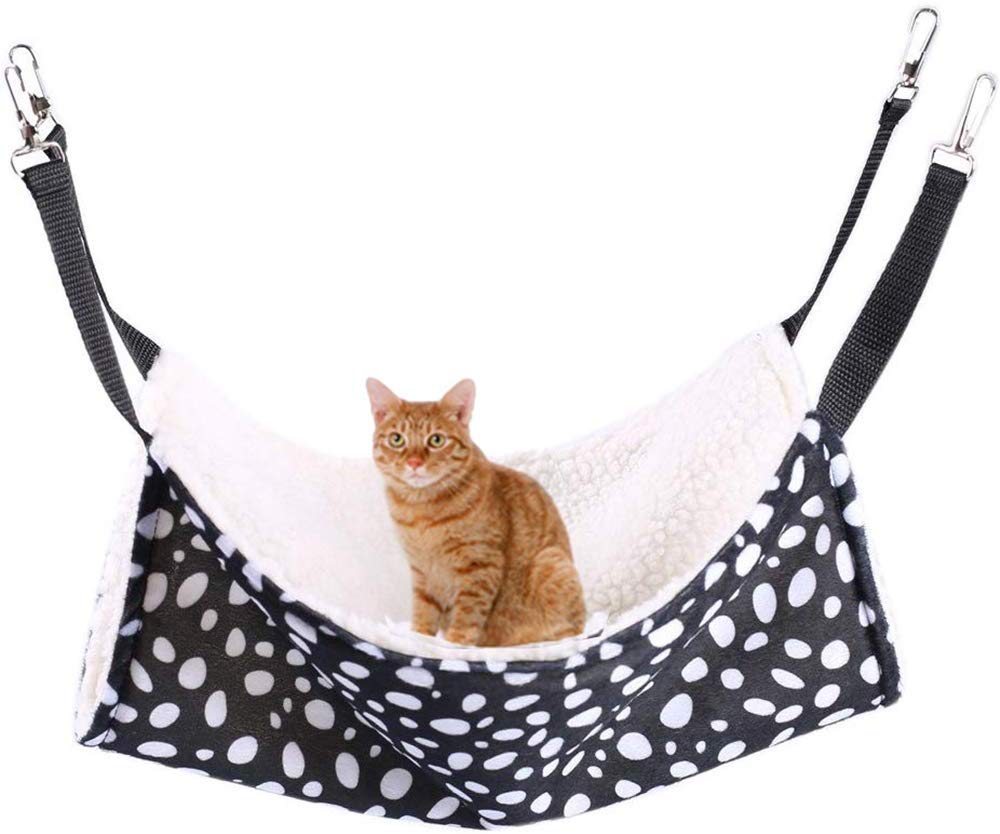 AKIRO Pet Cage Hammock, Pet Hanging Bed Round Dot Tower Zebra Leopard Pattern Warm Pet Hammock Pet Cage Hammock, Soft Plush Hanging Pet Cat Bed Mat Winter Warm Cotton Cat Hammock for Kitten Cat Cage - PawsPlanet Australia