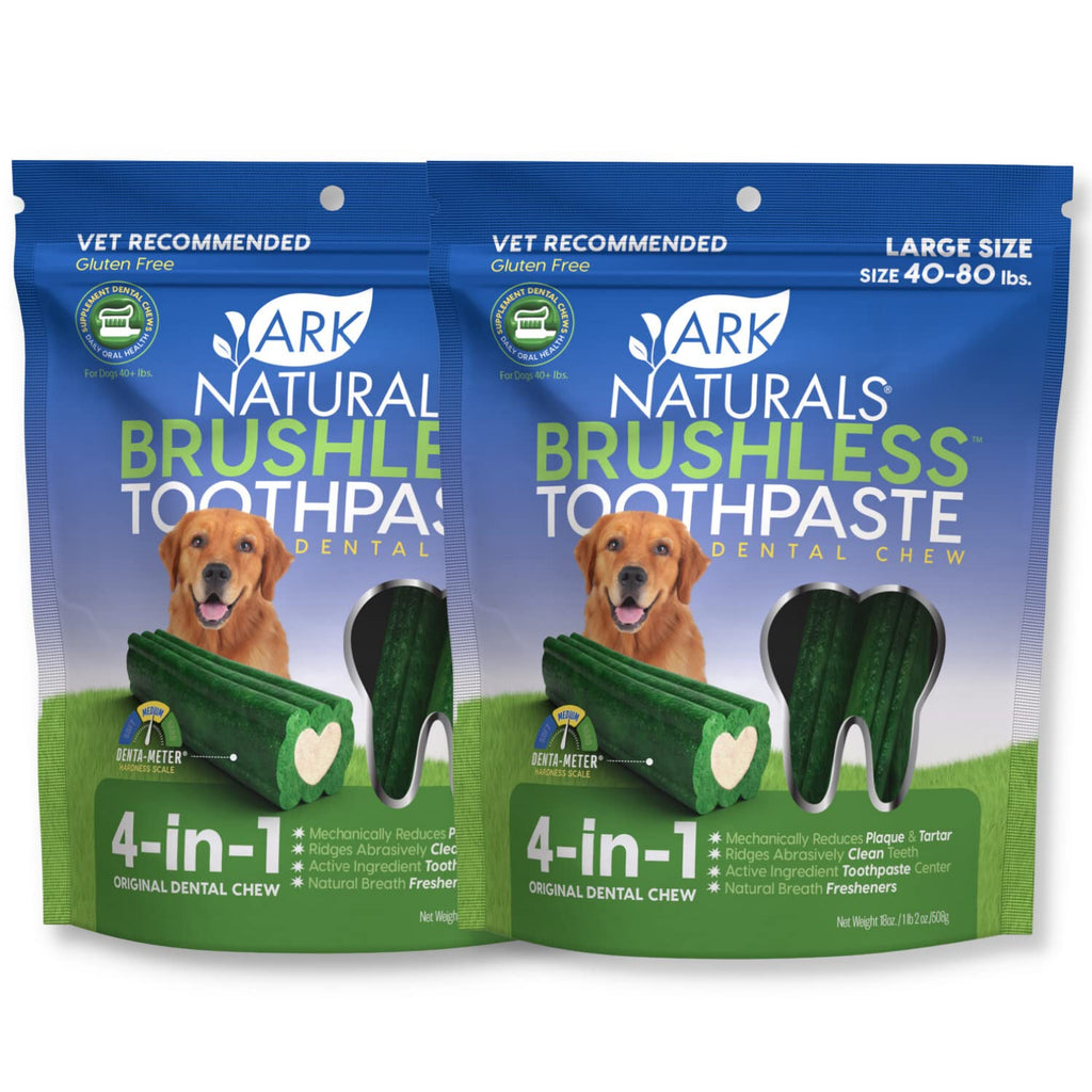 Ark Naturals Brushless Toothpaste, Dog Dental Chews for Large Breeds, Freshens Breath, Helps Reduce Plaque & Tartar, 18oz, 2 Pack Large Breed 18 Ounce (Pack of 2) - PawsPlanet Australia