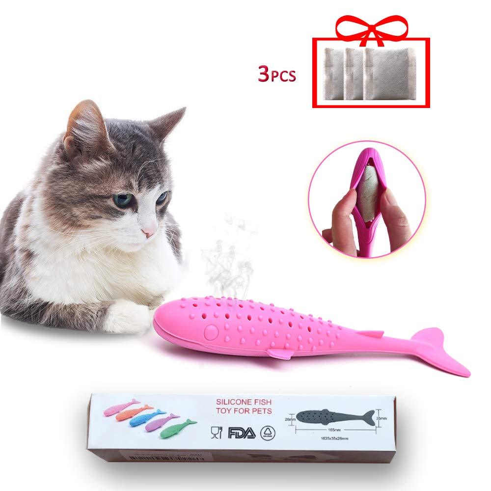 [Australia] - Sufadu Cat Toys Premium Silicone Whale Catnip Toys for Cats,Interactive Chew and Toothbrush,Catnip Rechargeable, 1 Whale and 3 Gifted Pack of Catnip for Kitten Kitty Cats Purple Fish 