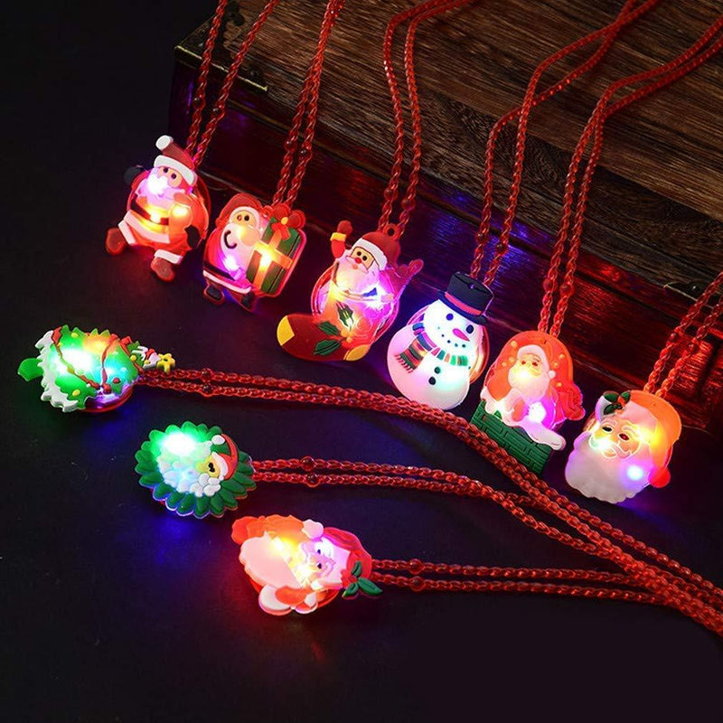 Christmas LED Light Up Neckalce for Kids Adults Flashing Necklace Birthday Party Favors Blinking Soft Rubber Decorations Assorted Styles Best Gift 15 Pack - PawsPlanet Australia