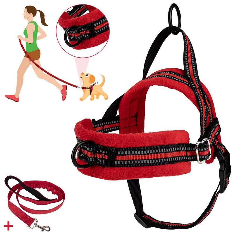 [Australia] - Slowton No Pull Small Dog Harness and Leash, Front Lead Walk Vest Harness Soft Padded Reflective Adjustable Puppy Harness Anti-Twist 4FT Pet Lead Quick Fit for Small Dog Cat Animal XX-Small Red 