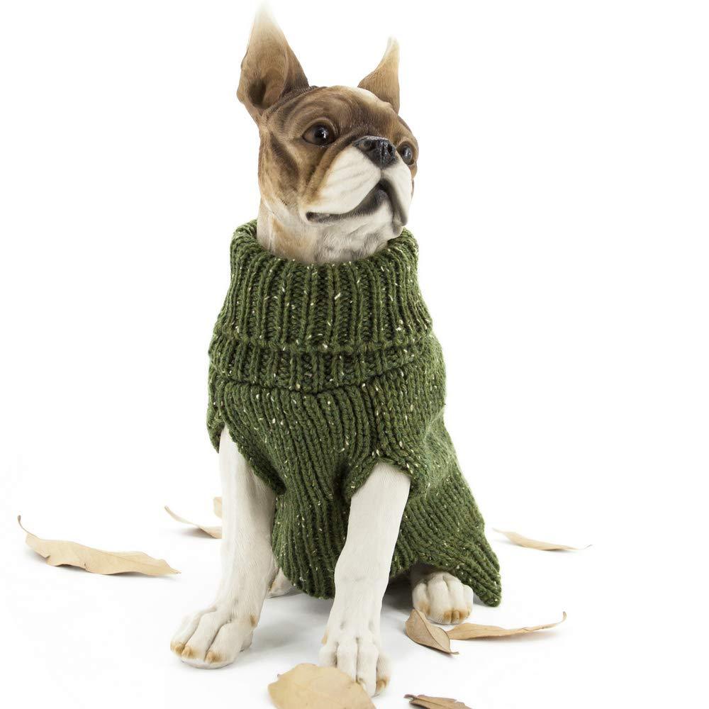 Apetian Dog Sweater Cold Weather Coats Winter Dog Apparel Dog Knitwear Clothing (L, SH004-Green) Large - PawsPlanet Australia