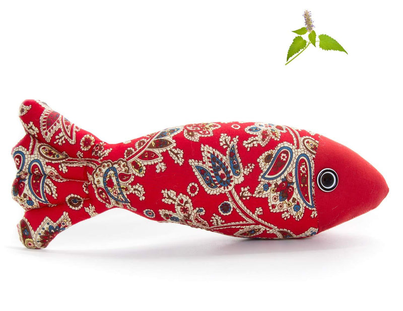 [Australia] - Shofbon Catnip Toys, Colorful Fish Toys for Cats and Kittens, Cat Pillow Toys with Catnip-12" x 4.8" Red 