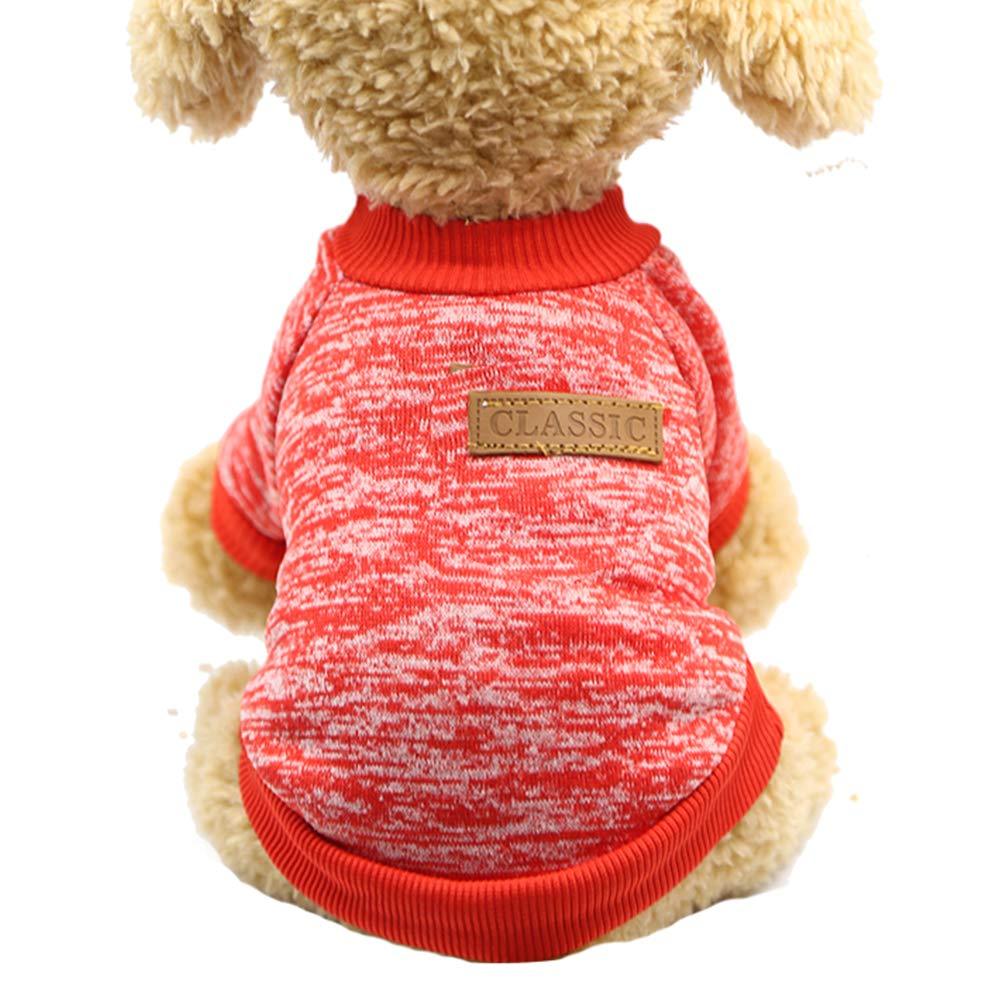 [Australia] - MS.CLEO Pet Dog Clothes Soft Thickening Warm Sweater Puppy Clothes Winter Sweater (Red) 