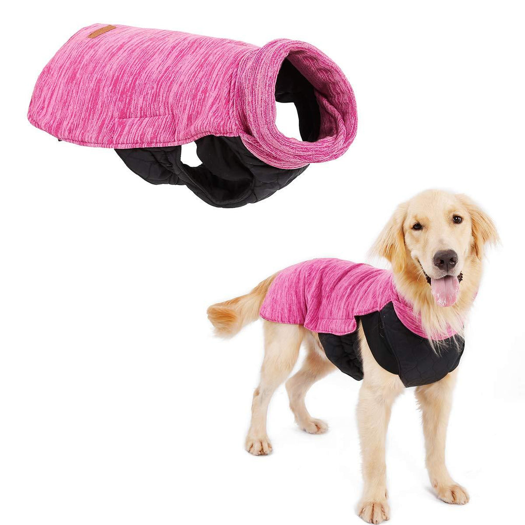 LEMON PET Dog Winter Coat Waterproof Reversible Clothes Small Medium Large Dog Jacket Winter Fleece Warm Windproof Cold Weather Autumn Vest Apparel with Harness Hole XS Neck Girth: 12.99in Rose - PawsPlanet Australia
