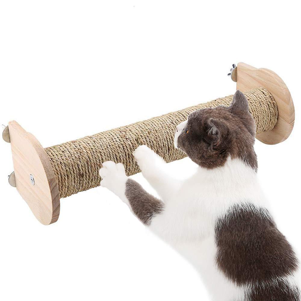 [Australia] - kathson Cat Scratching Post, Cage-Hanging Cat Scratching Pole Natural Wood with Sisal Cat Grinding Claws Funny Toy for Cats Playing Climbing Amusement 