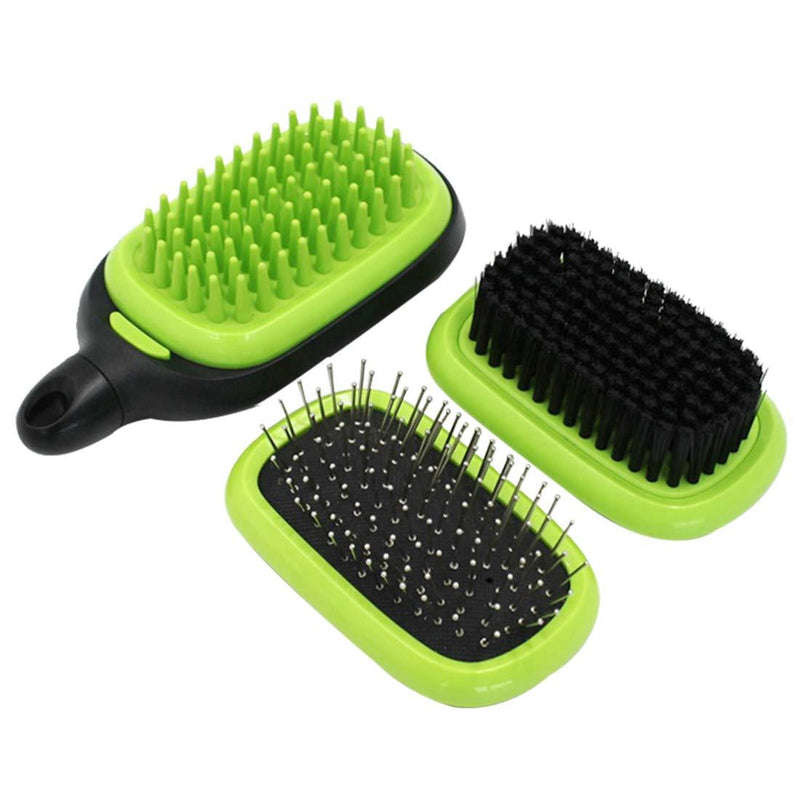 JOYPAWS 3 in 1 Pet Grooming Comb for Dogs & Cats, Includes Massage Brush, Pin Brush, Bristle Brush - Green - PawsPlanet Australia