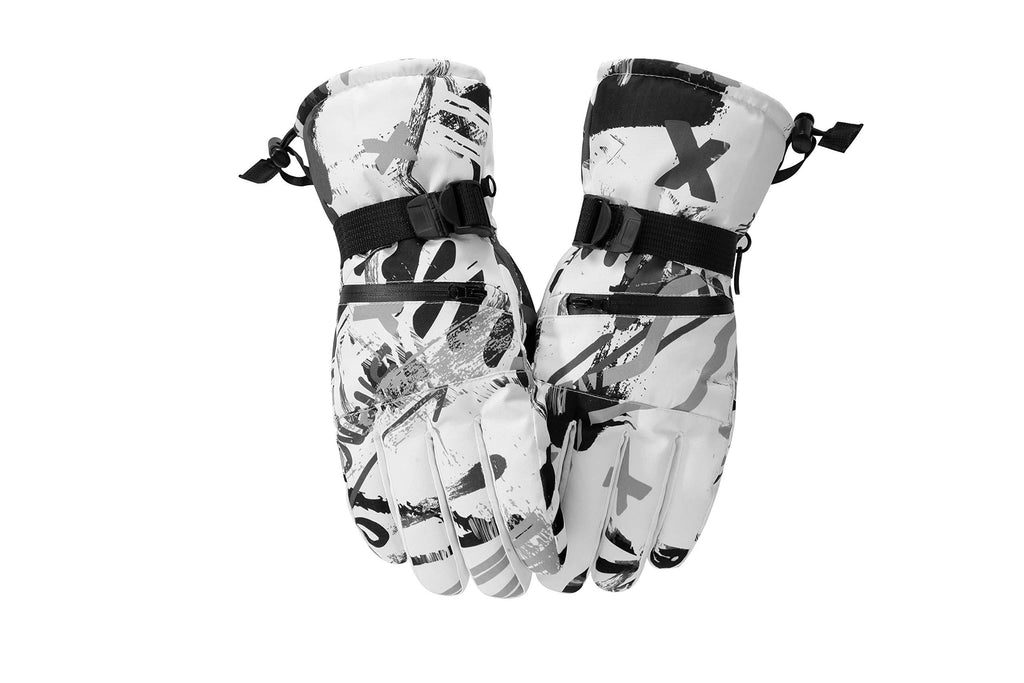 [Australia] - Dream Wings Winter Waterproof Warm Snow Ski Gloves Touchscreen Snowboard Gloves for Men Women (XL, Gray-White) XL 