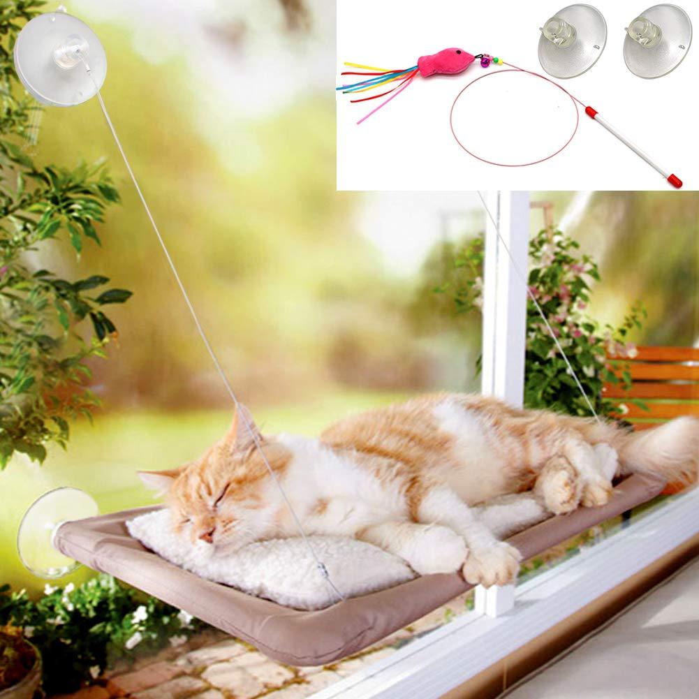 [Australia] - Angela&Alex Cat Window Perch, Cat Beds Hammock with 2 Extra Suction Cups with Cat Toys Pet Resting Seat Safety Space Saving Cat Shelves Providing All-Around 360° Sunbath Hold 30lb-50lb 
