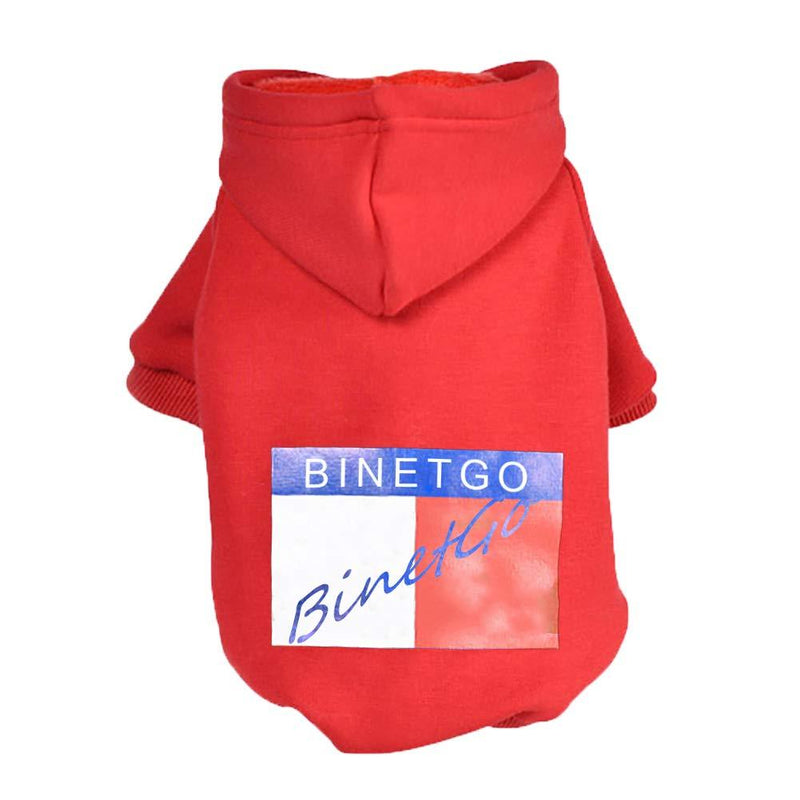 BinetGo Dog Hoodies Pet Clothes Dog Sweatshirts Pullover Cat Jackets for Doggie Clothes Cotton with Velvet Lining Red (S, Red) Small - PawsPlanet Australia