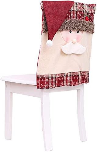 Delifur Christmas Chair Back Cover with Snowman Santa Claus Red Hat Decoration for Home Restaurant Hotel (Santa Claus) - PawsPlanet Australia