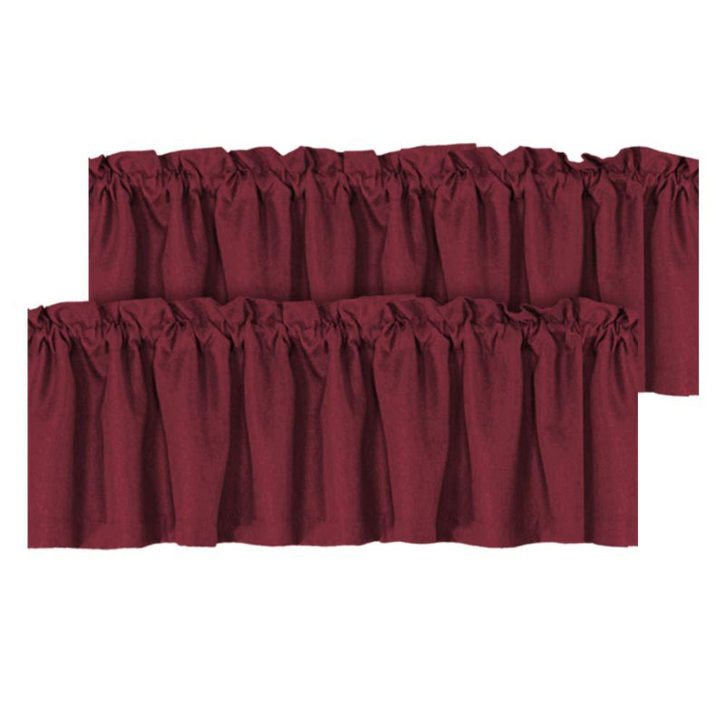 H.VERSAILTEX Blackout Linen Textured Thick Curtain Valances for Kitchen/Bathroom/Laundry - (2 Panels) Privacy Window Valances for Living Rod Pocket Casual Curtain 52x18 inch, Burgundy 2 - PawsPlanet Australia