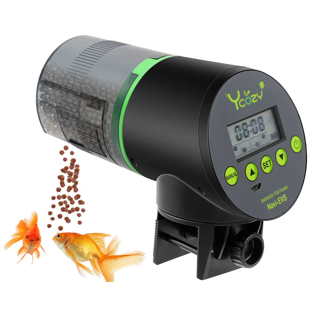 Ycozy Automatic Fish Feeder Rechargeable with USB Cable Moisture-Proof Intelligent Fish/Turtle Feeder for Aquarium & Fish Tank Intelligent Timer Fish Food Dispenser for Weekend / Vacation | Navi-EVS - PawsPlanet Australia