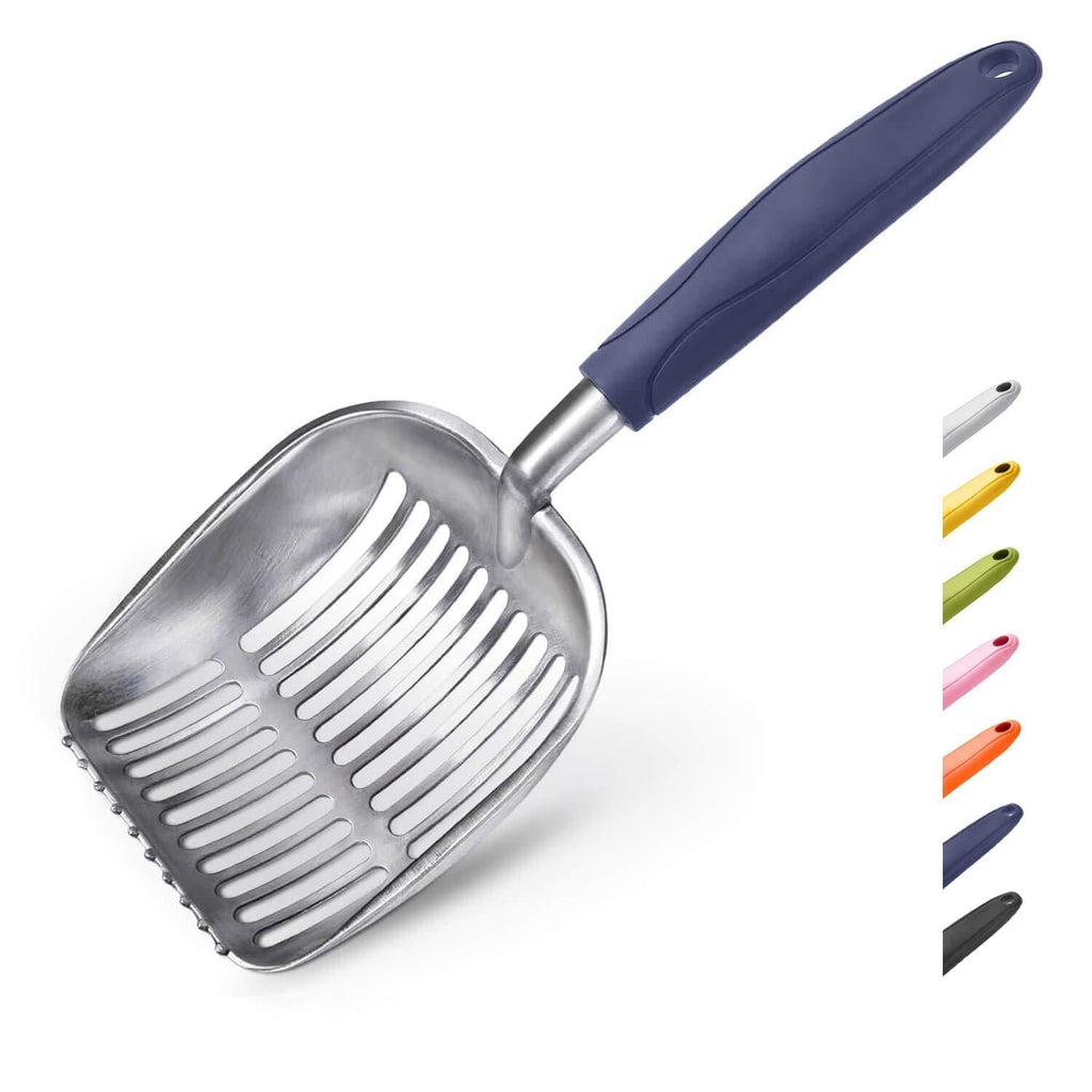 [Australia] - WePet Cat Litter Scoop Solid Aluminum Alloy Sifter Deep Shovel, Long Handle Cat Metal Scooper, Poop Sifting, Pooper Lifter, Kitty Pet Sifter Durable, Heavy Duty Neater Scoops for Litterbox Blue 