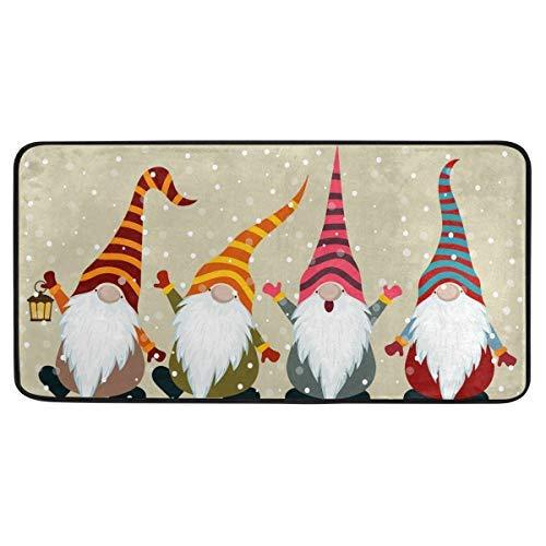 Kitchen Rugs Christmas Card with Gnomes Design Non-Slip Soft Kitchen Mats Bath Rug Runner Doormats Carpet for Home Decor, 39" X 20" - PawsPlanet Australia