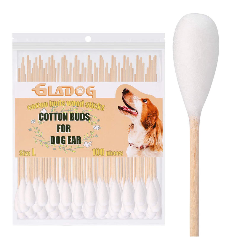 GLADOG 6 Inch Professional Large Cotton Buds for Dogs, Specially Designed Dog Cotton Buds with Wood Handle, Large Means Safe L - PawsPlanet Australia