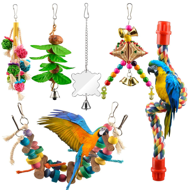 [Australia] - AOPMET Bird Swing Toys 6pcs, Parrot Swing Chewing Toys Hanging Perches with Bells, Pet Bird Swing Chewing Toys for Parakeets Cockatiels, Conures, Parrots, Love Birds 