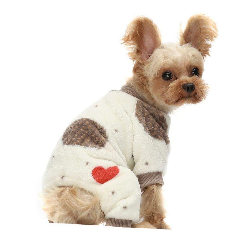 Fitwarm Hedgehog Thermal Pet Winter Clothes for Dog Pajamas Cat Onesies Jumpsuits Thick Velvet Cream White M - PawsPlanet Australia