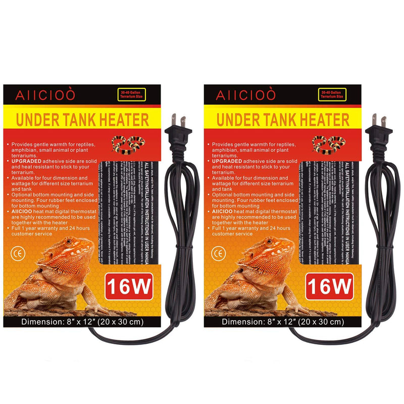 [Australia] - Aiicioo Reptile Heating Pad - Under Tank Heater 16 Watt Terrarium Heater for Hermit Crab Lizard Snake 2 Pack 