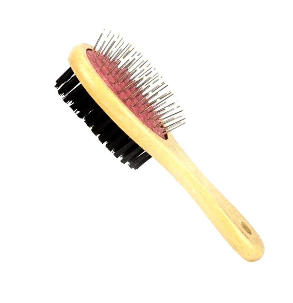 [Australia] - Professional Double-Sided Dog Brush for Long or Short Haired Dogs and Grooming Comb Cleans Pet Shedding and Dirt for Short Medium Long Hair Eco Friendly Dual Sided Pin and Bristles for Deshedding Hair 