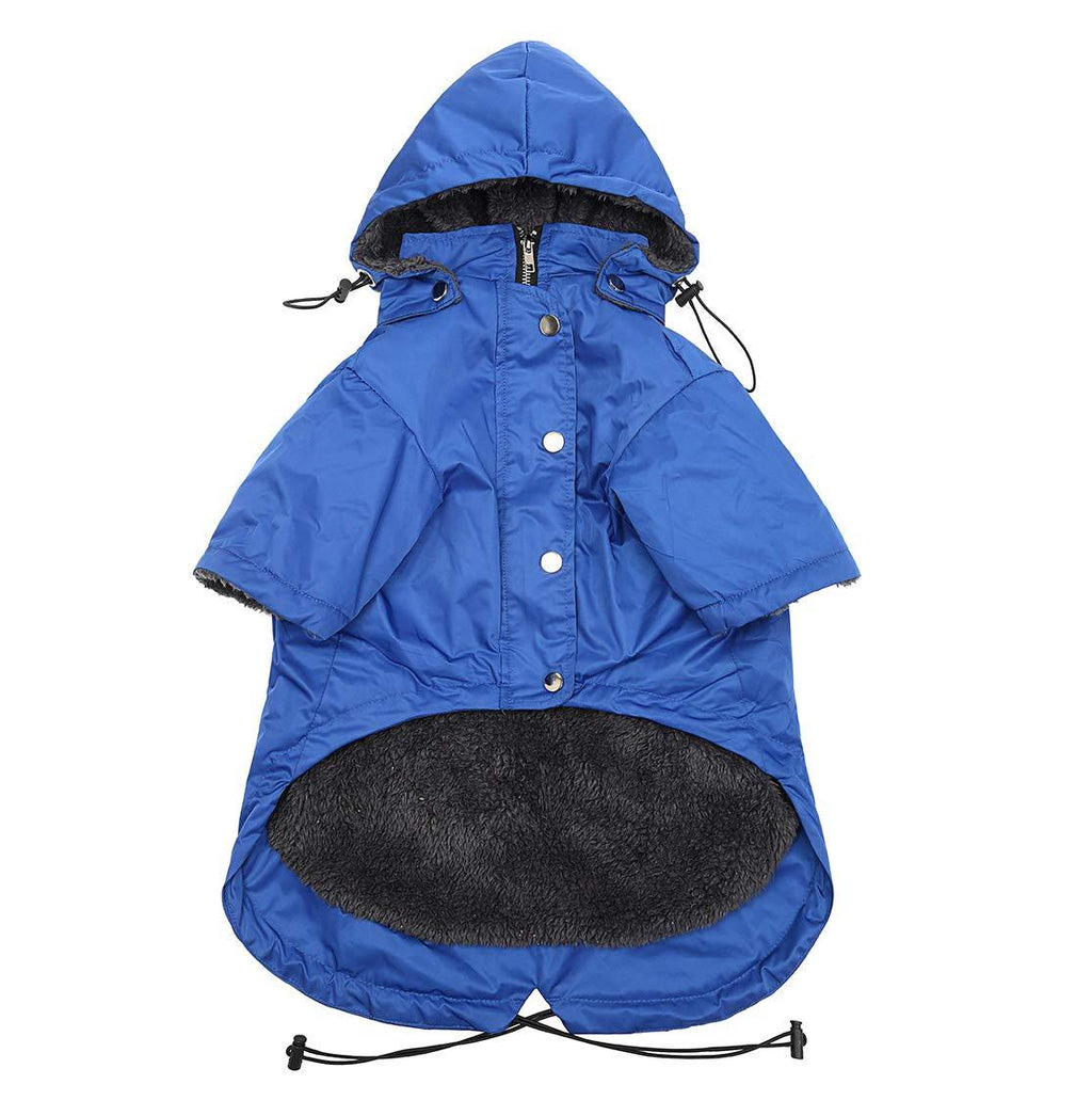 [Australia] - Geyecete Stylish Premium Dog Coats - Cold Weather Dog Jacke -Coat Sweater Hoodie Outwear Apparel, Pockets, Rain/Water Resistant, Adjustable Drawstring S Blue 