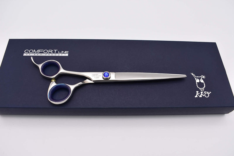 [Australia] - KKO Professional Dog/Pet Grooming Shears/Scissors 5.5'/6'/6.5"/7"/7.5"/8" Left/Right Handed Curved Shears/Straight Scissors Japan Craft Stainless Steel 440c Forged (7“Left Straight) 