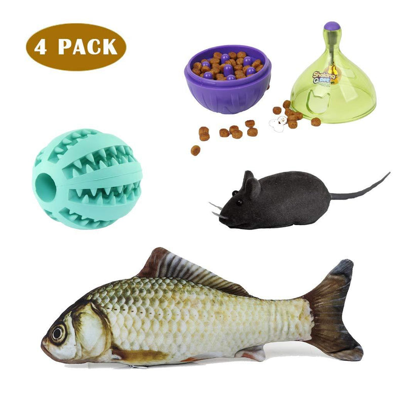 [Australia] - Hcpet Cat Toys Interactive Kitten Slow Feeder Cat Food Ball Toys Balls Fish Mice 4PCS 