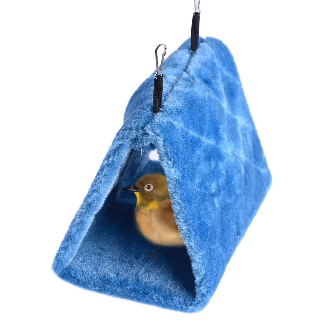 [Australia] - Cdycam Plush Pet Bird Hut Nest Hammock Hanging Cage Warm Nest Happy Snuggle Cave Tent (Small, Blue) Small 