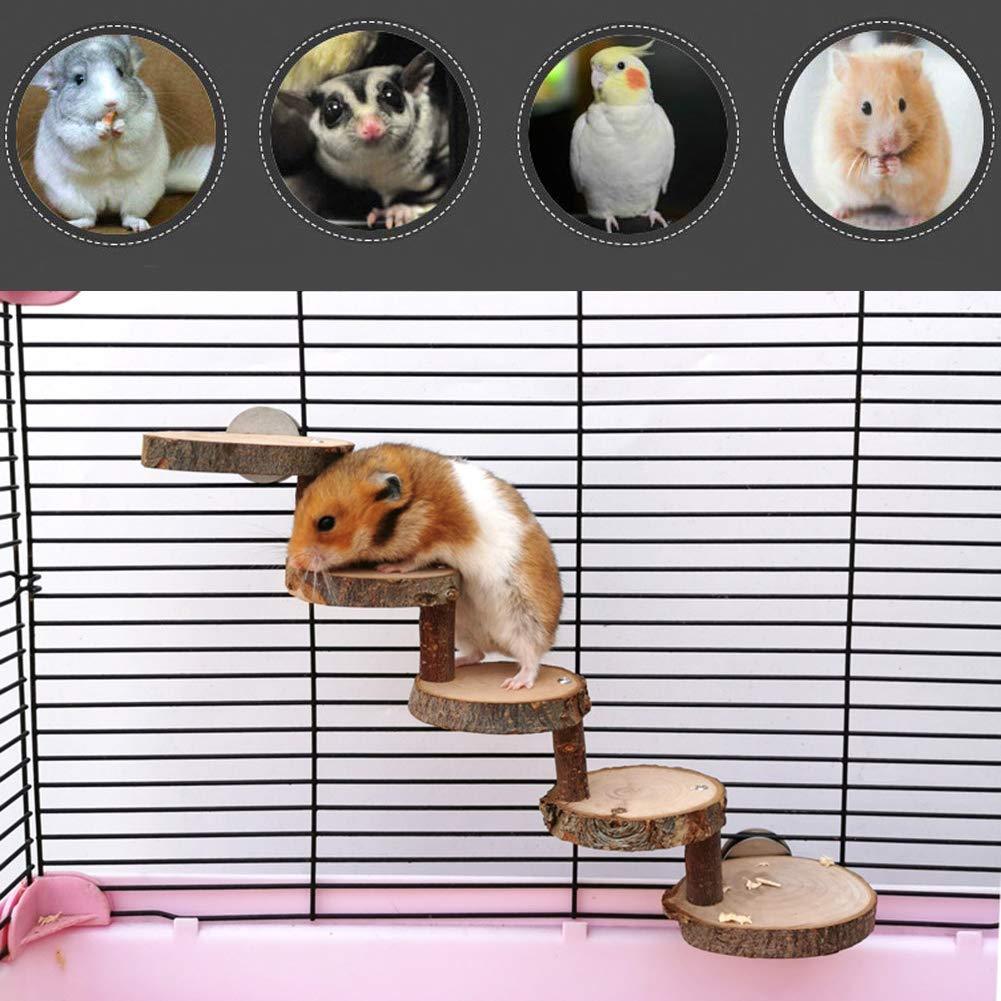 [Australia] - ZARYIEEO Hamster Wooden Ladder, Small Pets Chewing Toys for Sugar Glider, Mouse, Chinchilla, Rat, Gerbil and Dwarf Hamster, Wooden Cage Supplies for Birds Parrot Guinea Pigs 5 Steps 