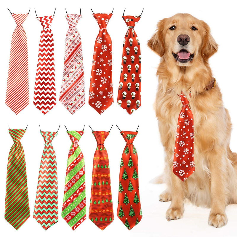 [Australia] - HarryMystery 10pcs Big Dog Ties Large Pet Bow Ties Neckties Christmas Dog Bowties Collar Puppy Bowties Neckties for Dog Cat Christmas Holidays Grooming Accessories 