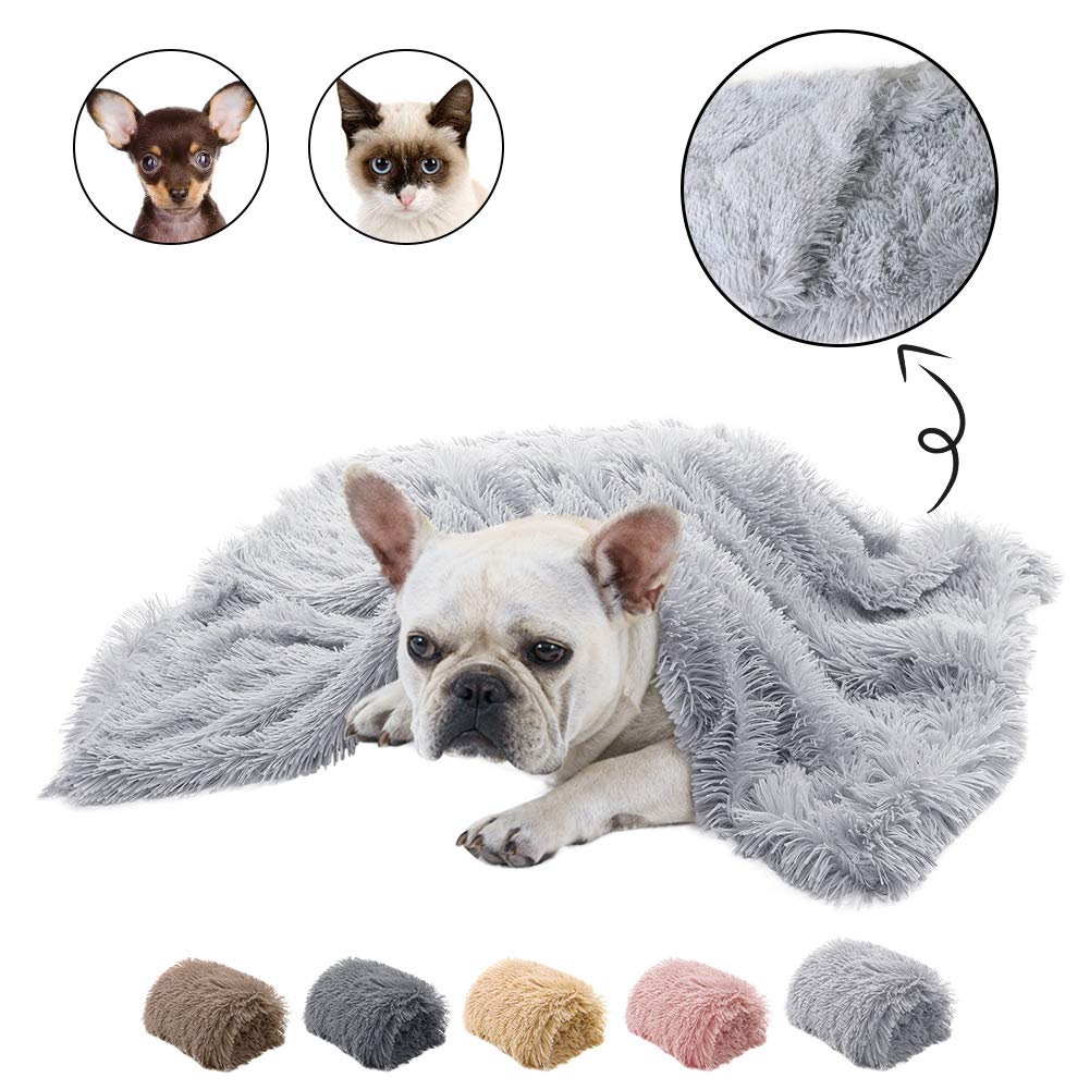 [Australia] - Dasior Pet Dog Cat Fluffy Fur Blanket Sleep Mat Reversible Double Layer Washable for Dog Bed, Couch, Sofa, Car M(30.5 x 21.5 inch) Grey 