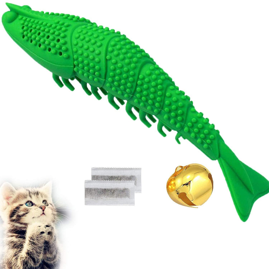 [Australia] - New Upgrade Models Pet Shrimp Shape Cat Toothbrush with Catnip Chewing Toy, Eco-Friendly Silicone Molar Stick for Pet Cat, Toys With Cleaning Toothbrush for Cats(2 Catnip Bags and 1 Bell Free) 